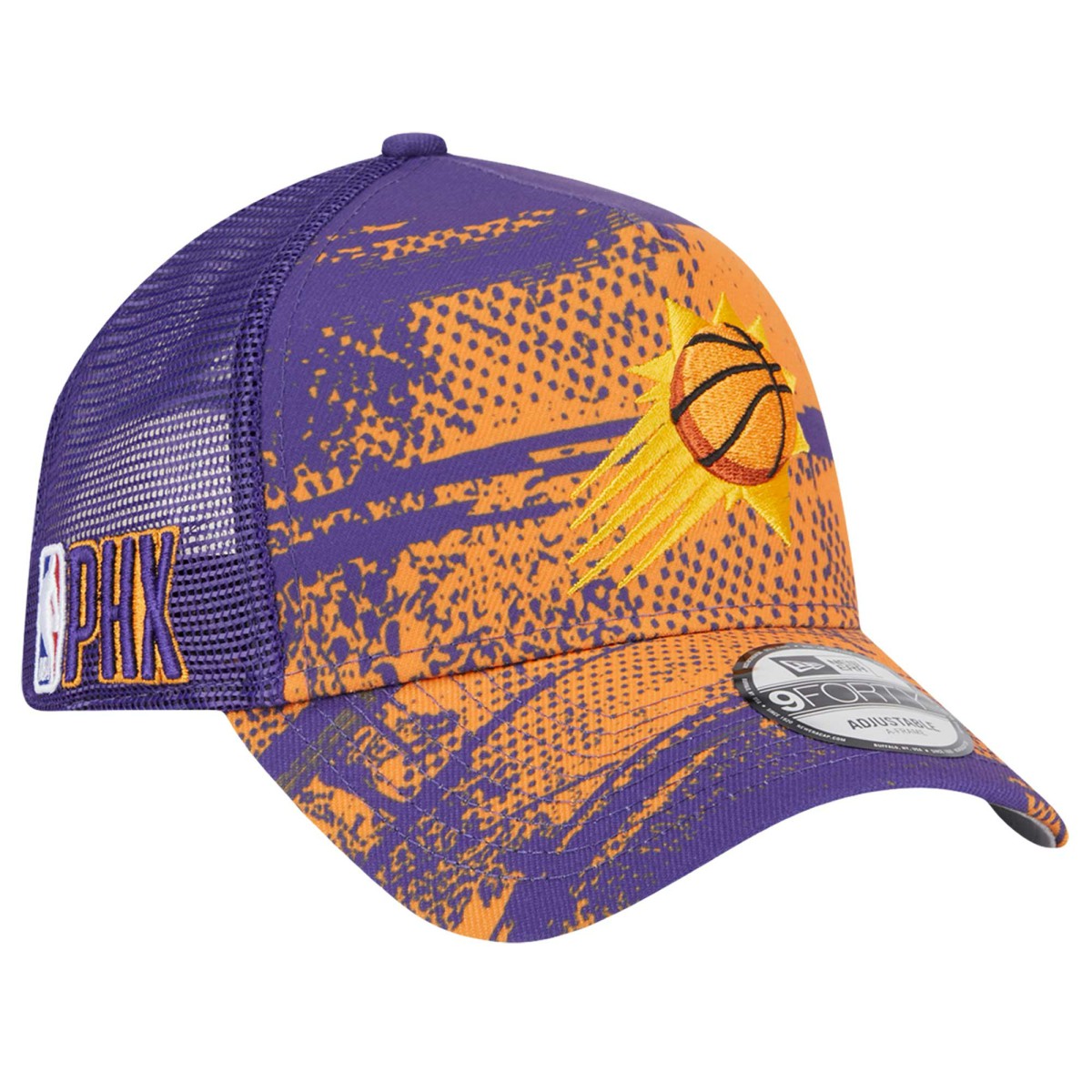 Phoenix Suns Tip Off A-Frame Trucker 9FORTY Adjustable Hat Purple/Orange | New Era discount