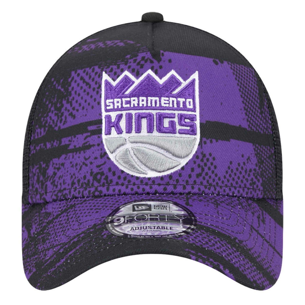 Sacramento Kings Tip Off A-Frame Trucker 9FORTY Adjustable Hat Black/Purple | New Era Lifestyle