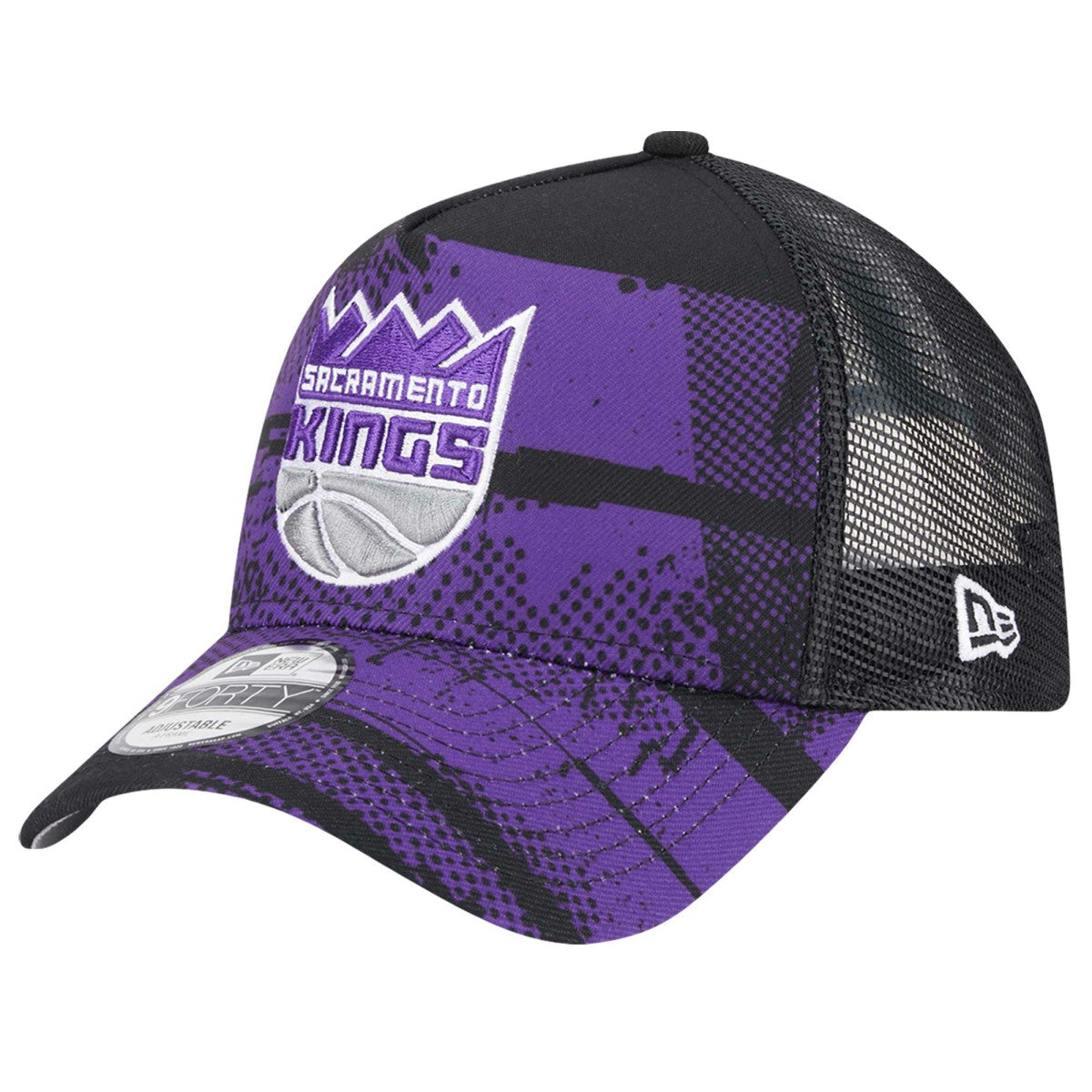 Sacramento Kings Tip Off A-Frame Trucker 9FORTY Adjustable Hat Black/Purple | New Era Lifestyle