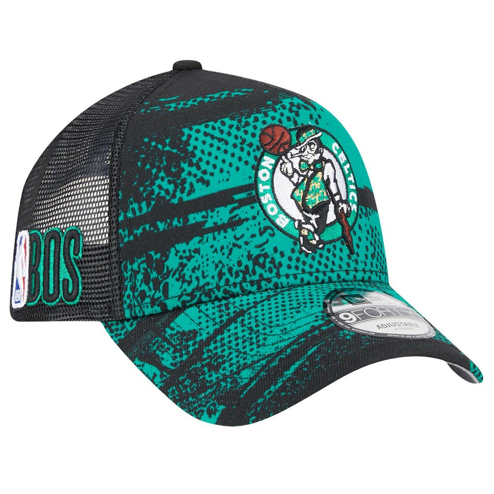 Boston Celtics Tip Off A-Frame Trucker 9FORTY Adjustable Hat Black/Kelly Green | New Era Lifestyle