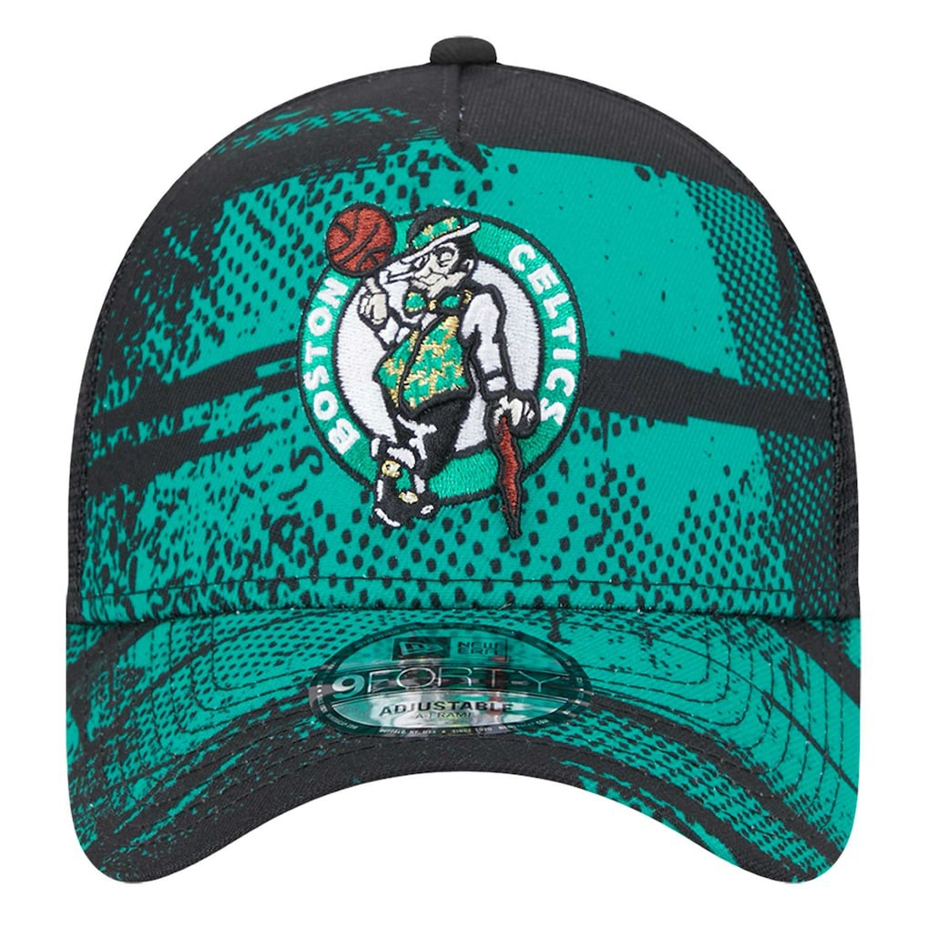 Boston Celtics Tip Off A-Frame Trucker 9FORTY Adjustable Hat Black/Kelly Green | New Era Lifestyle