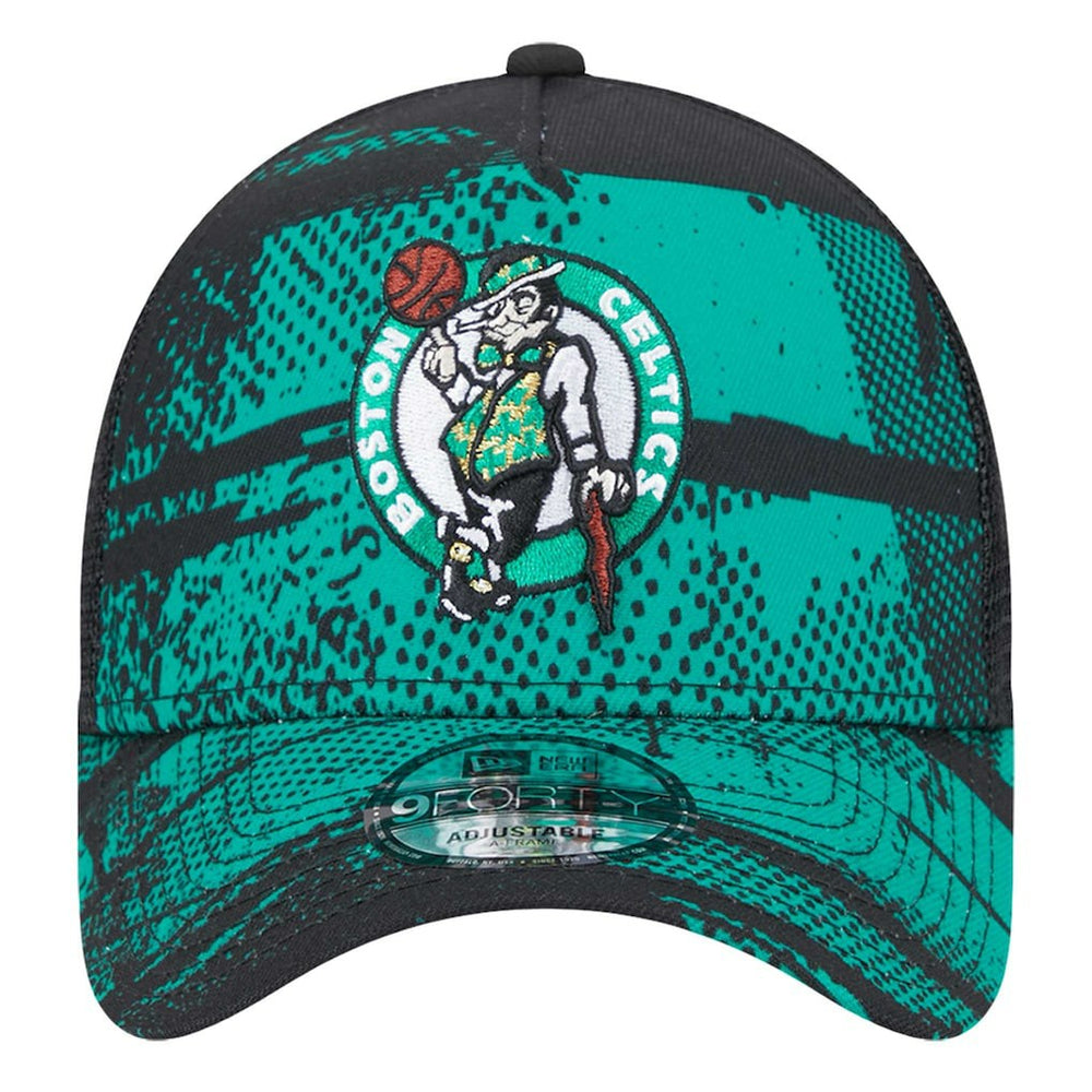 Boston Celtics Tip Off A-Frame Trucker 9FORTY Adjustable Hat Black/Kelly Green | New Era Lifestyle