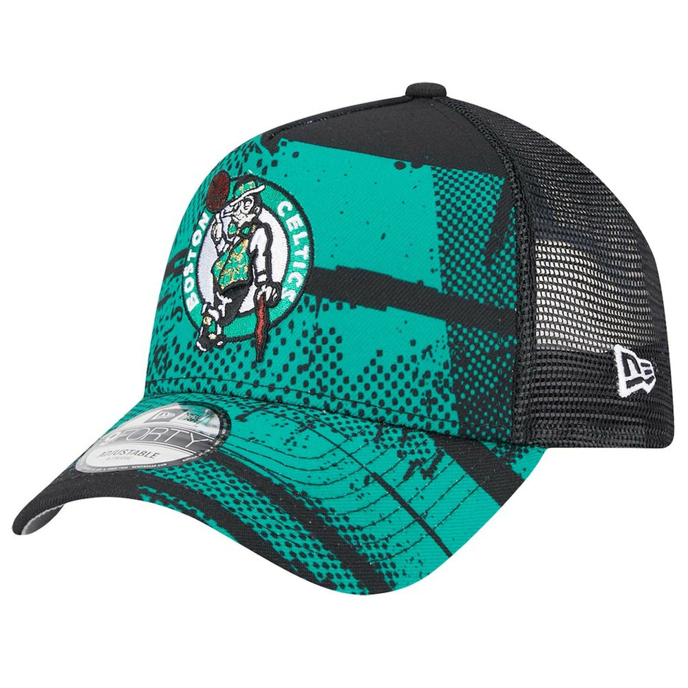 Boston Celtics Tip Off A-Frame Trucker 9FORTY Adjustable Hat Black/Kelly Green | New Era Lifestyle