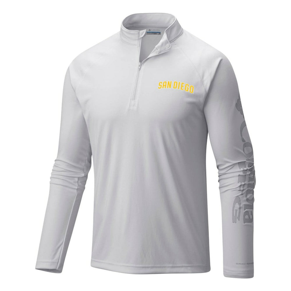 San Diego Padres Columbia Terminal Tackle Omni-Shade Raglan Quarter-Zip Pullover Top - White - Columbia Lifestyle