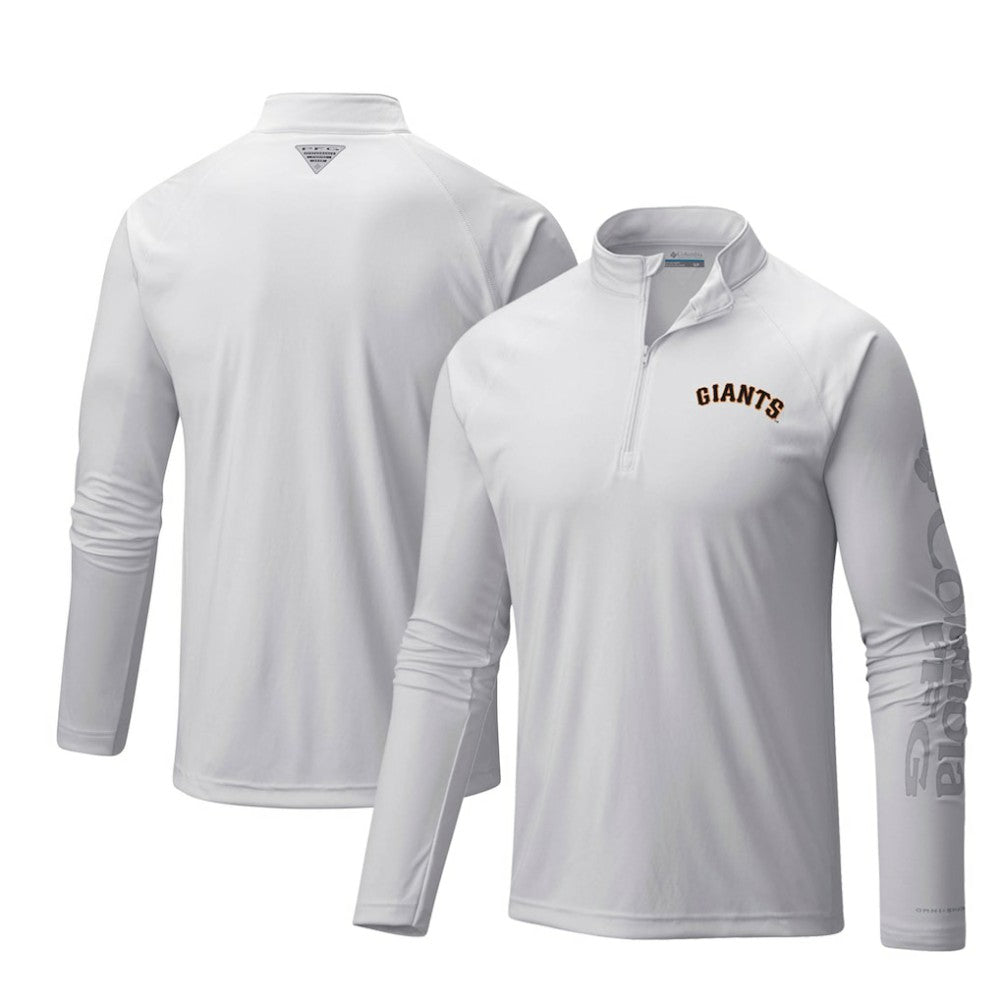 San Francisco Giants Columbia Terminal Tackle Omni-Shade Raglan Quarter-Zip Pullover Top - White - Columbia Lifestyle