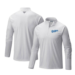 Los Angeles Dodgers Columbia Terminal Tackle Omni-Shade Raglan Quarter-Zip Pullover Top - White - Columbia Sale