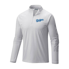 Los Angeles Dodgers Columbia Terminal Tackle Omni-Shade Raglan Quarter-Zip Pullover Top - White - Columbia Sale