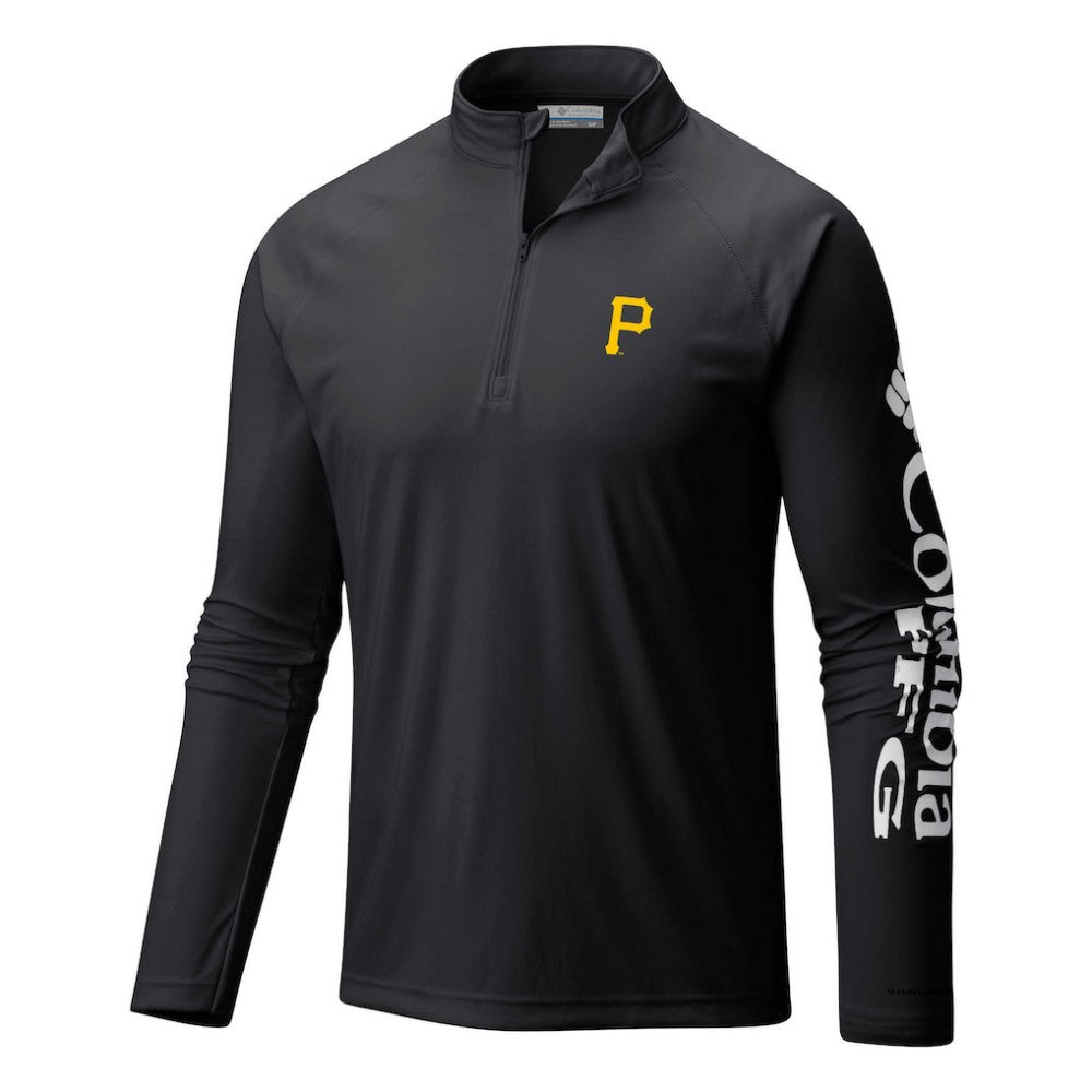 Pittsburgh Pirates Columbia Terminal Tackle Omni-Shade Raglan Quarter-Zip Pullover Top - Black - Columbia Sale