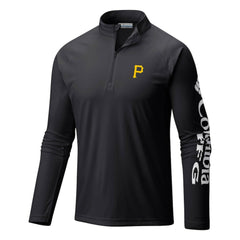 Pittsburgh Pirates Columbia Terminal Tackle Omni-Shade Raglan Quarter-Zip Pullover Top - Black - Columbia Sale