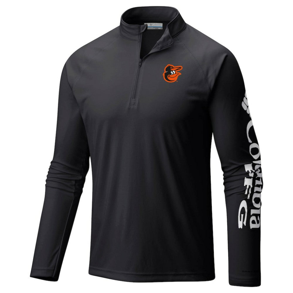 Baltimore Orioles Columbia Terminal Tackle Omni-Shade Raglan Quarter-Zip Pullover Top - Black - Columbia on Sale