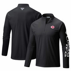 Cincinnati Reds Columbia Terminal Tackle Omni-Shade Raglan Quarter-Zip Pullover Top - Black - Columbia Sale