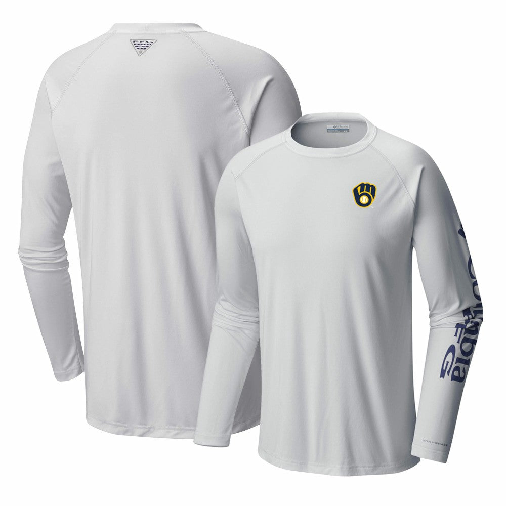 Milwaukee Brewers Columbia Terminal Tackle Long Sleeve T-Shirt - White - Columbia Discount