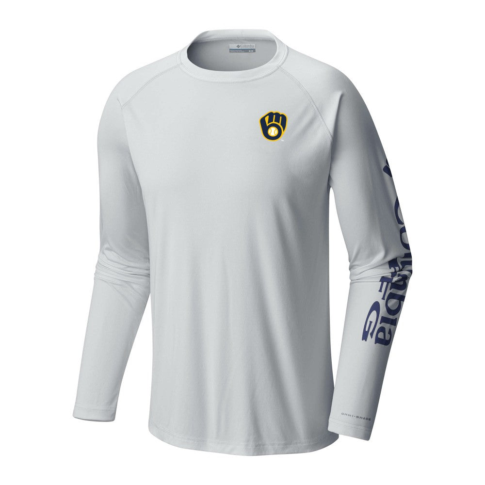 Milwaukee Brewers Columbia Terminal Tackle Long Sleeve T-Shirt - White - Columbia Discount