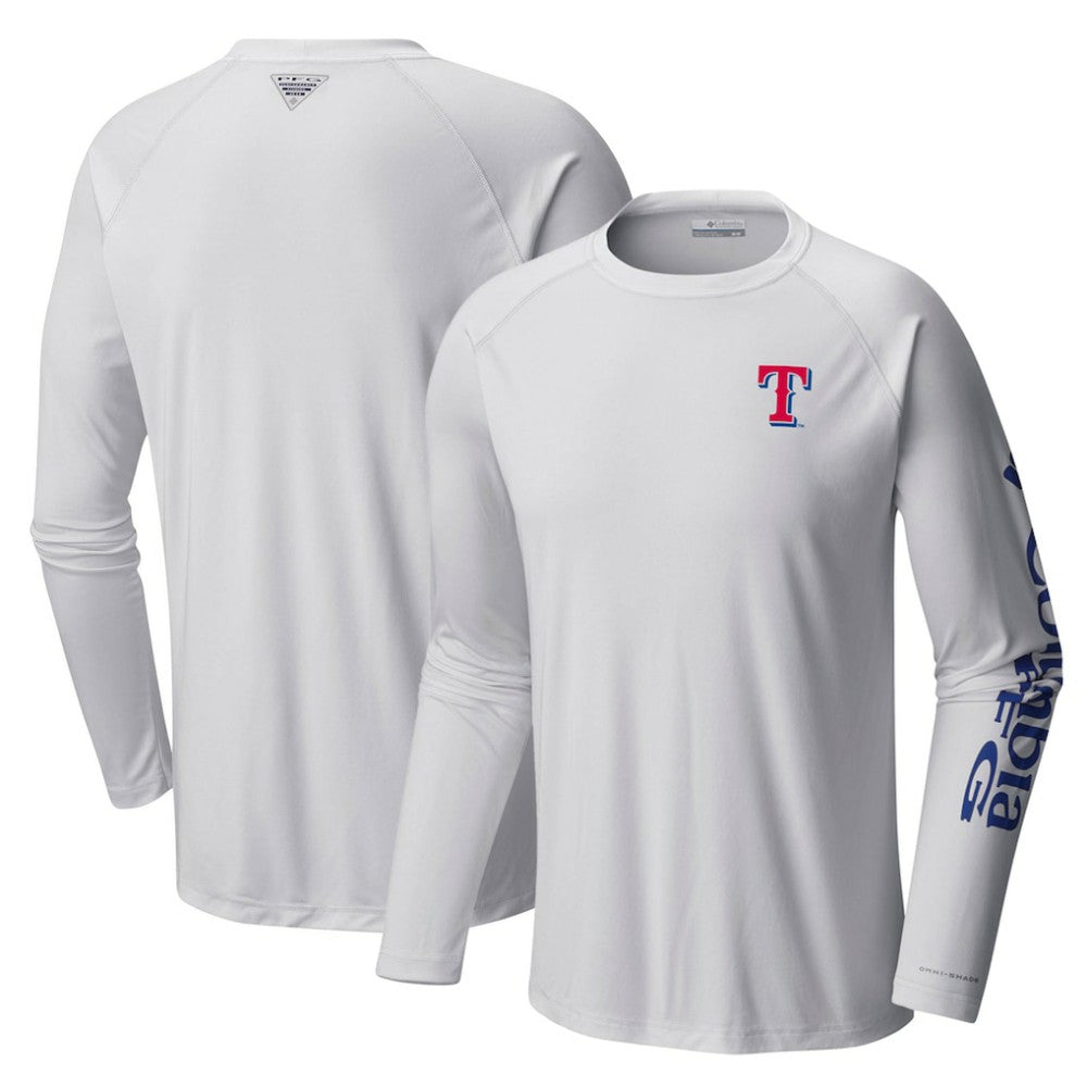 Texas Rangers Columbia Terminal Tackle Long Sleeve T-Shirt - White - Columbia Discount