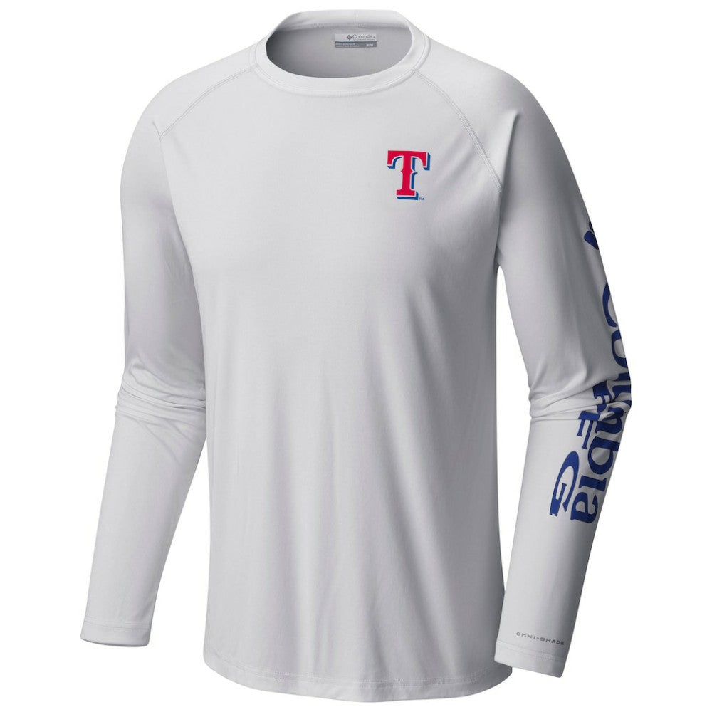 Texas Rangers Columbia Terminal Tackle Long Sleeve T-Shirt - White - Columbia Discount