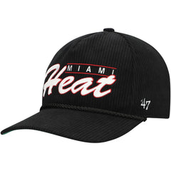 Miami Heat '47 Double Header Sidepatch Cord Hitch Adjustable Hat Black | 47 brand US