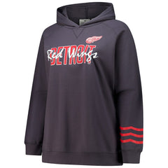Detroit Red Wings Fanatics Women's Plus Size Lightweight Fleece Raglan Pullover Hoodie - Charcoal - NHL 201302744