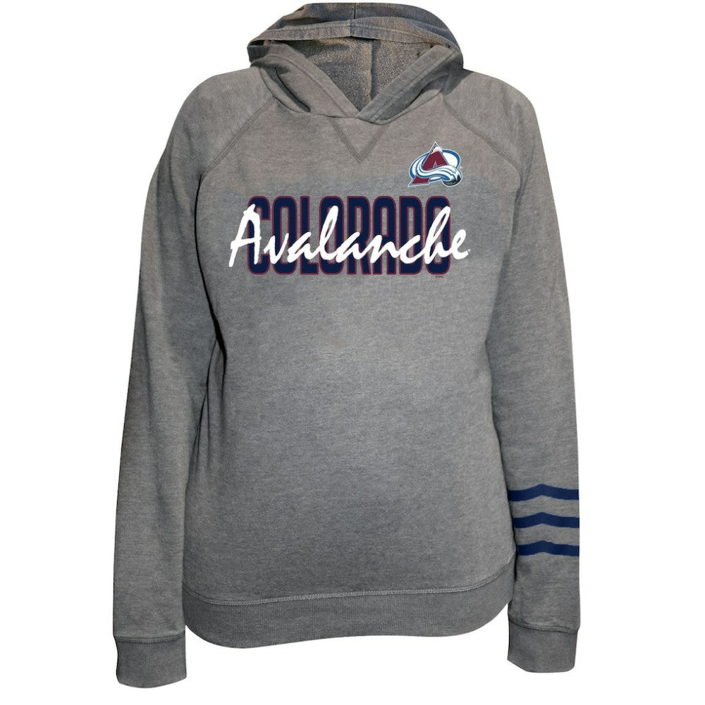Colorado Avalanche Fanatics Women's Plus Size Lightweight Fleece Raglan Pullover Hoodie - Heather Gray - NHL 201302745