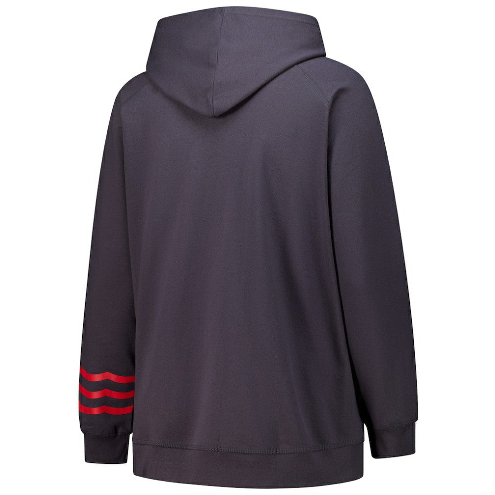 Chicago Blackhawks Fanatics Women's Plus Size Lightweight Fleece Raglan Pullover Hoodie - Charcoal - NHL 201302746
