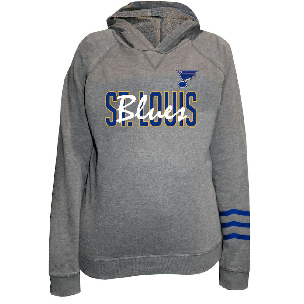 St. Louis Blues Fanatics Women's Plus Size Lightweight Fleece Raglan Pullover Hoodie - Heather Gray - NHL 201302747