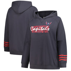 Washington Capitals Fanatics Women's Plus Size Lightweight Fleece Raglan Pullover Hoodie - Charcoal - NHL 201302749