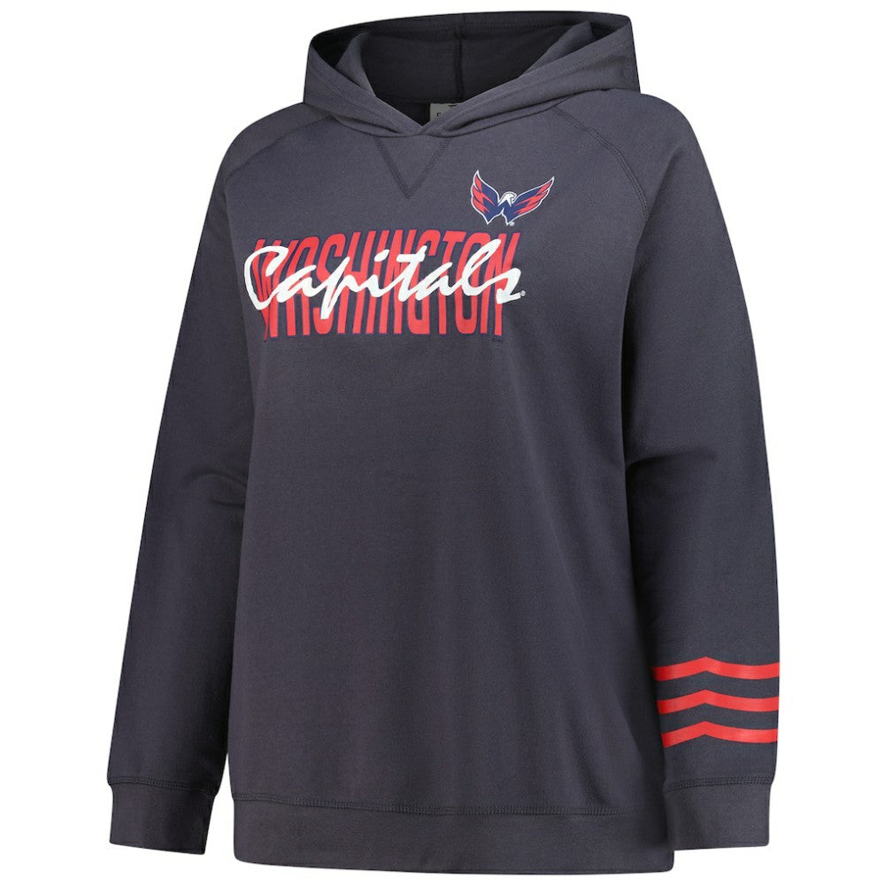 Washington Capitals Fanatics Women's Plus Size Lightweight Fleece Raglan Pullover Hoodie - Charcoal - NHL 201302749
