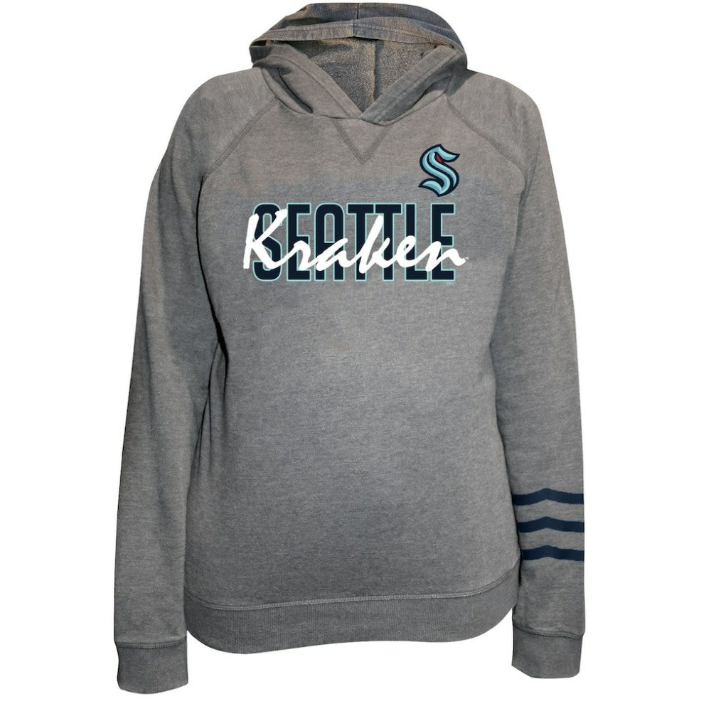Seattle Kraken Fanatics Women's Plus Size Lightweight Fleece Raglan Pullover Hoodie - Heather Gray - NHL 201302753