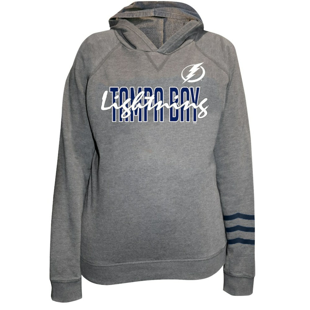 Tampa Bay Lightning Fanatics Women's Plus Size Lightweight Fleece Raglan Pullover Hoodie - Heather Gray - NHL 201302755