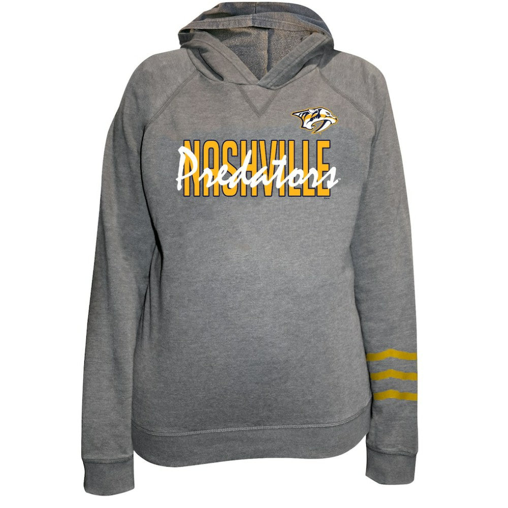 Nashville Predators Fanatics Women's Plus Size Lightweight Fleece Raglan Pullover Hoodie - Heather Gray - NHL 201302757