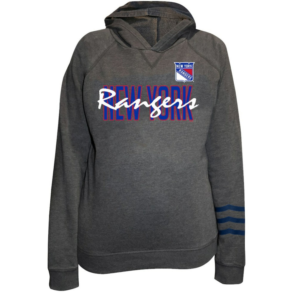 New York Rangers Fanatics Women's Plus Size Lightweight Fleece Raglan Pullover Hoodie - Charcoal - NHL 201302758