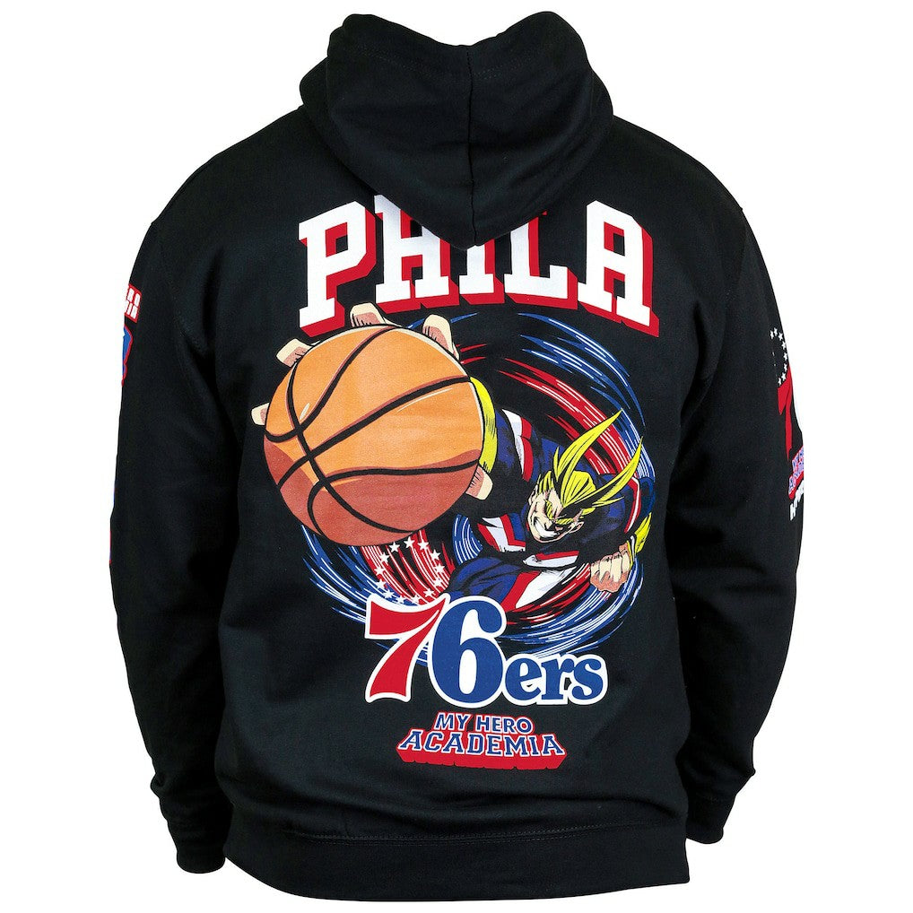 Philadelphia 76ers Hyperfly Unisex NBA x My Hero Academia All Might Smash Pullover Hoodie Black