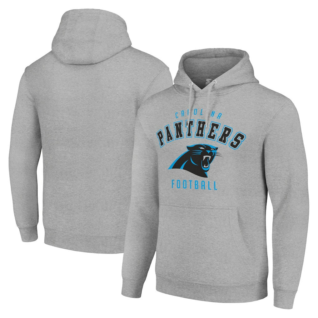 Carolina Panthers Starter Unisex Logo Pullover Hoodie Heather Gray