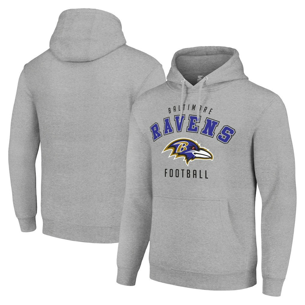 Baltimore Ravens Starter Unisex Logo Pullover Hoodie Heather Gray