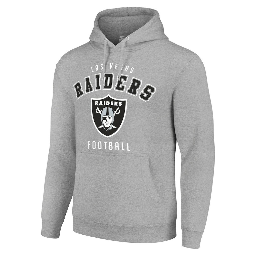Las Vegas Raiders Starter Unisex Logo Pullover Hoodie Heather Gray