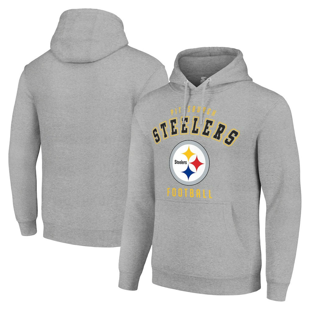 Pittsburgh Steelers Starter Unisex Logo Pullover Hoodie Heather Gray