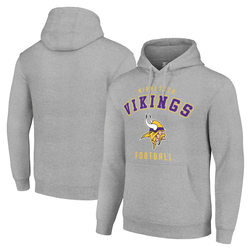 Minnesota Vikings Starter Unisex Logo Pullover Hoodie Heather Gray