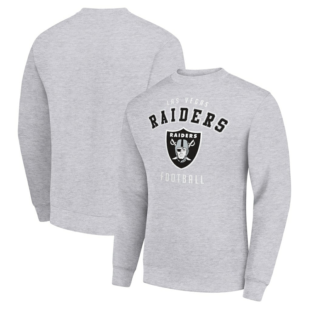 Las Vegas Raiders Starter Team Logo Pullover Sweatshirt Heather Gray
