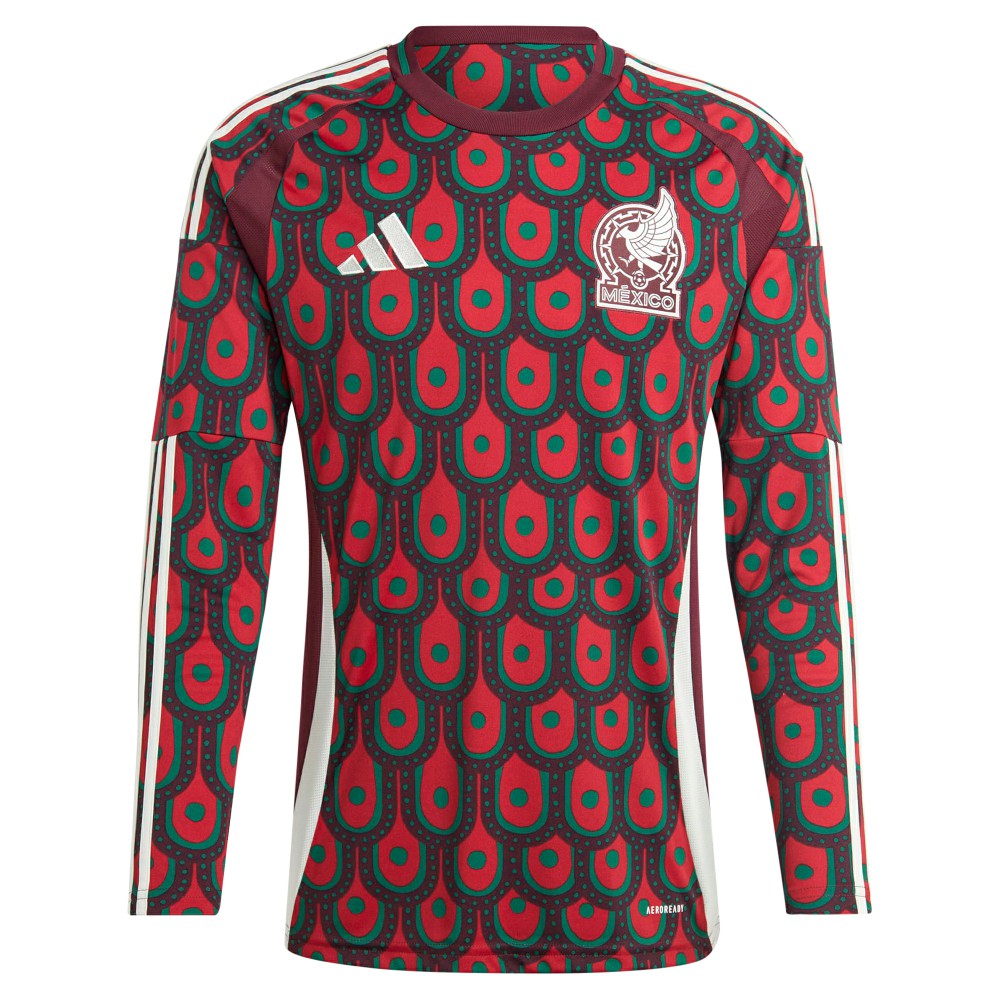 Mexico National Team 2024 Home Replica Long Sleeve Jersey Burgundy - Adidas sale
