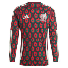 Mexico National Team 2024 Home Replica Long Sleeve Jersey Burgundy - Adidas sale