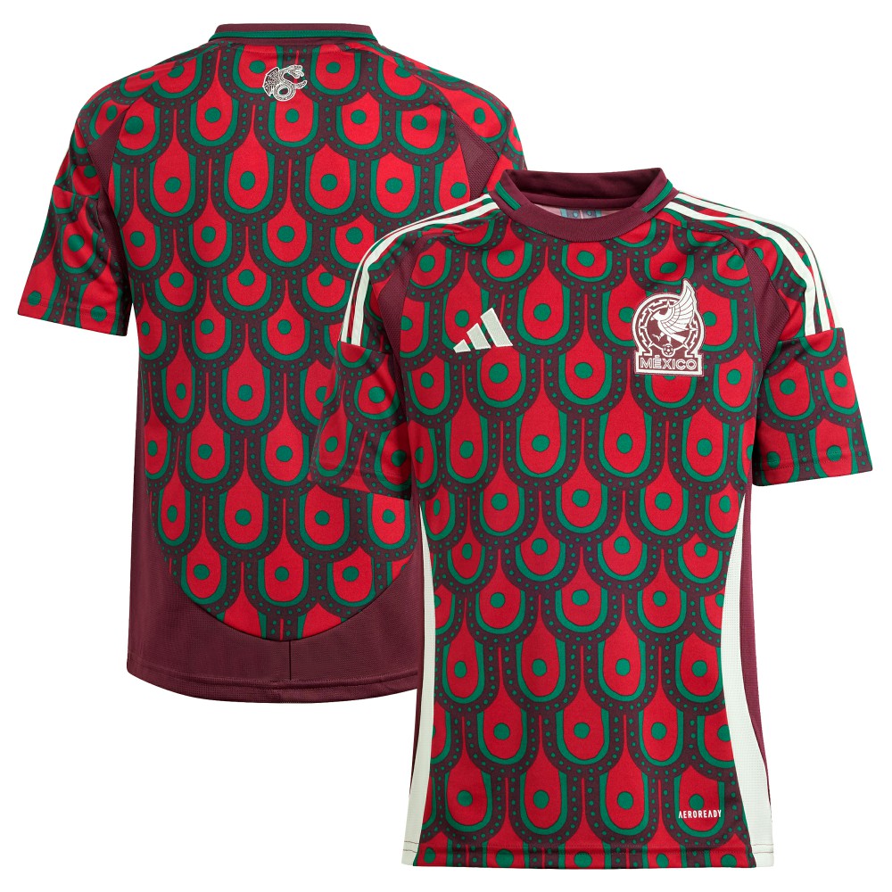 Mexico National Team Youth 2024 Home Replica Jersey Burgundy - Adidas