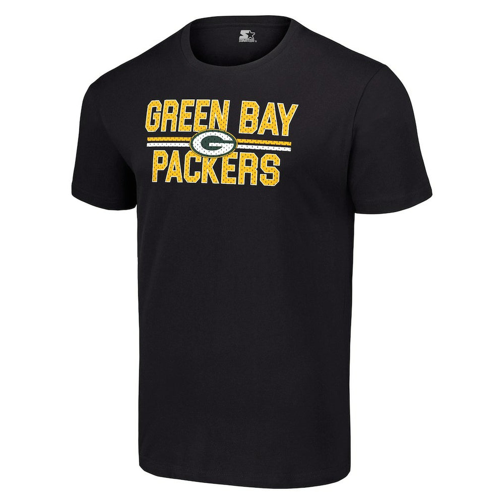 Green Bay Packers Starter Team Mesh Print Graphic T-Shirt Black