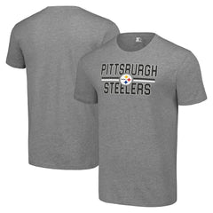 Pittsburgh Steelers Starter Team Mesh Print Graphic T-Shirt Heather Gray