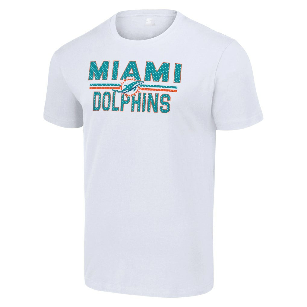 Miami Dolphins Starter Team Mesh Print Graphic T-Shirt White