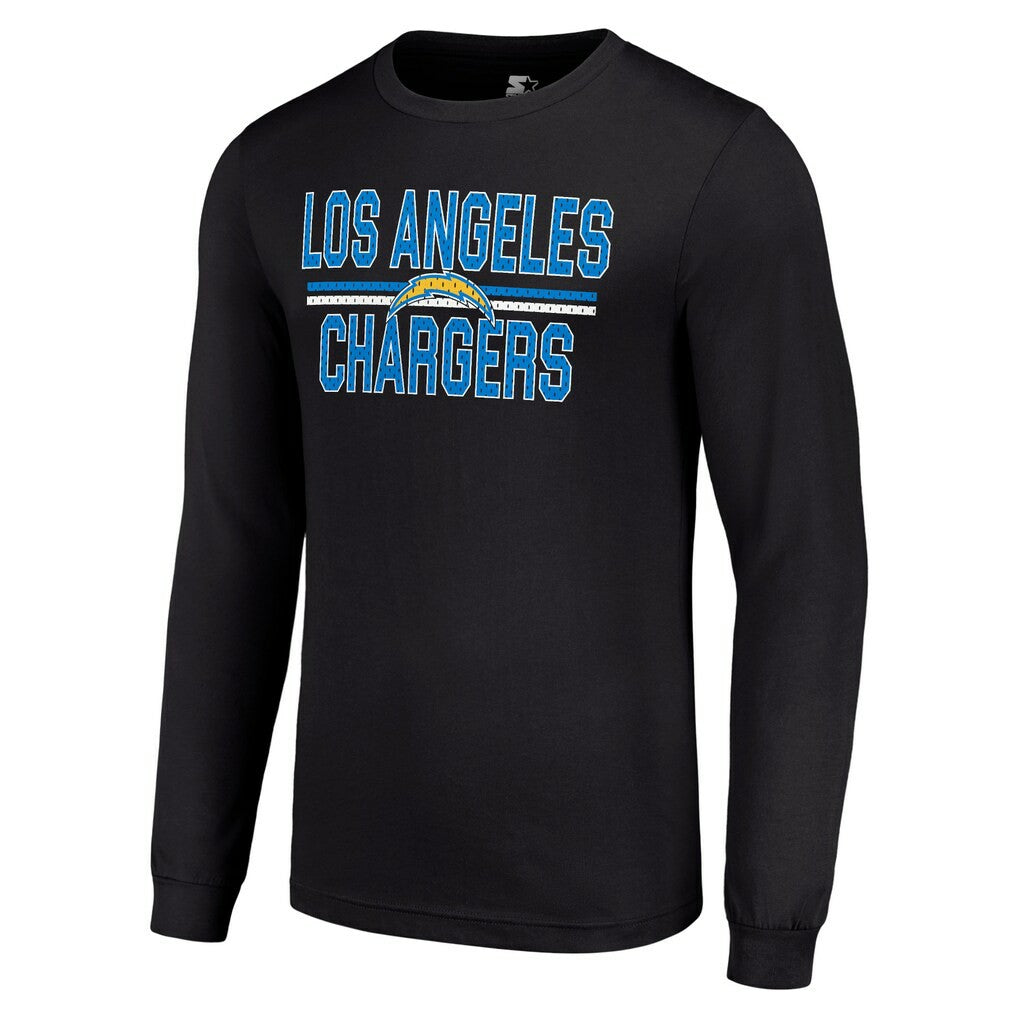 Los Angeles Chargers Starter Team Mesh Print Graphic Long Sleeve T-Shirt Black