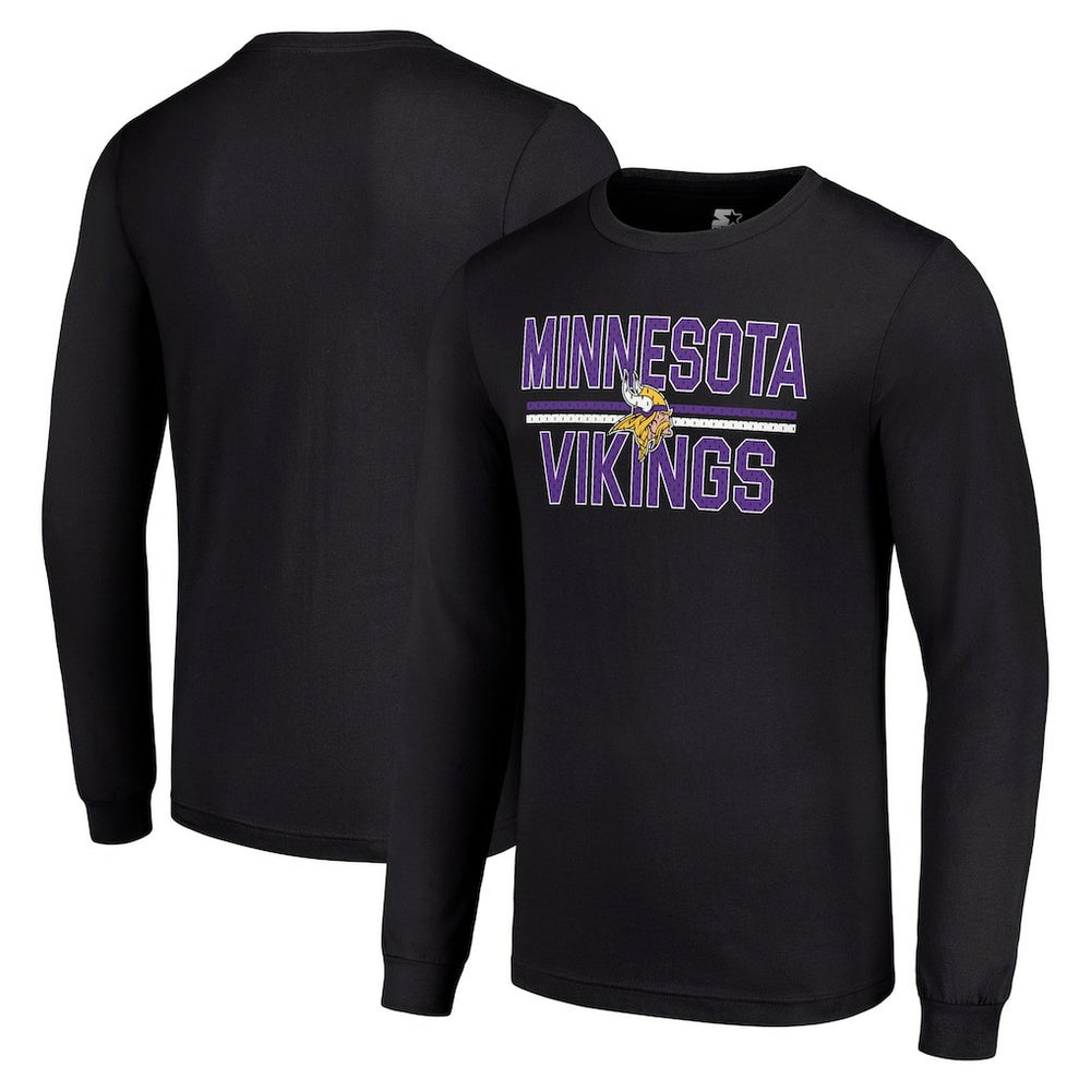 Minnesota Vikings Starter Team Mesh Print Graphic Long Sleeve T-Shirt Black
