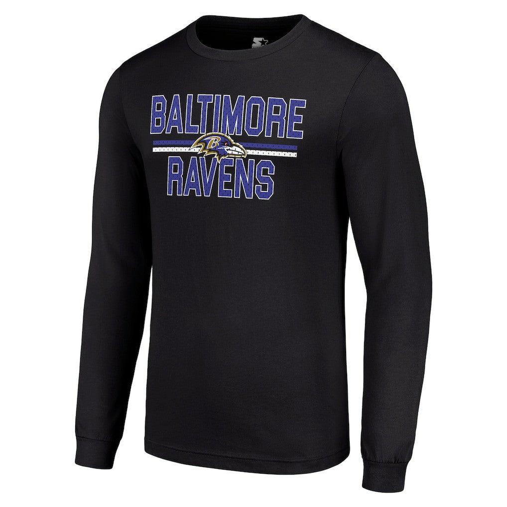 Baltimore Ravens Starter Team Mesh Print Graphic Long Sleeve T-Shirt Black