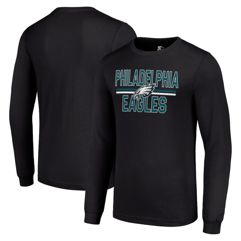 Philadelphia Eagles Starter Team Mesh Print Graphic Long Sleeve T-Shirt Black