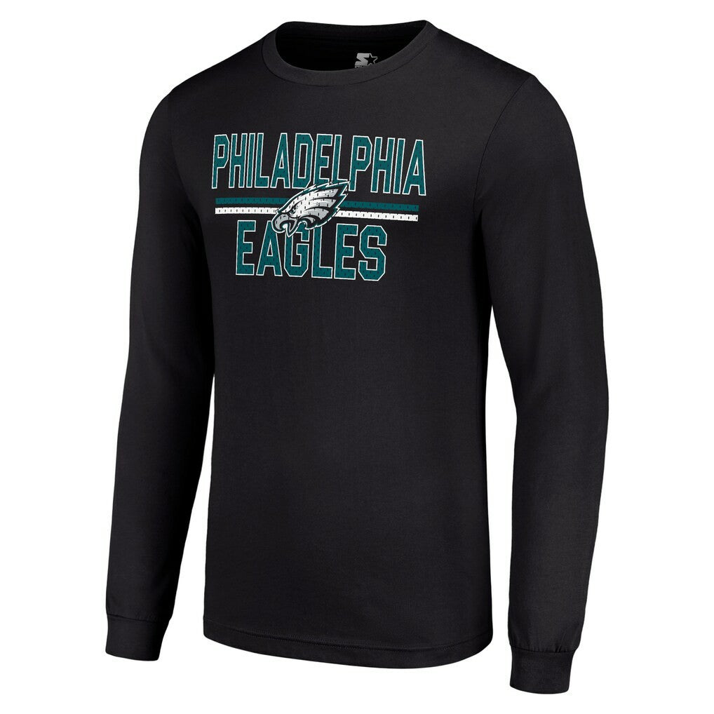 Philadelphia Eagles Starter Team Mesh Print Graphic Long Sleeve T-Shirt Black