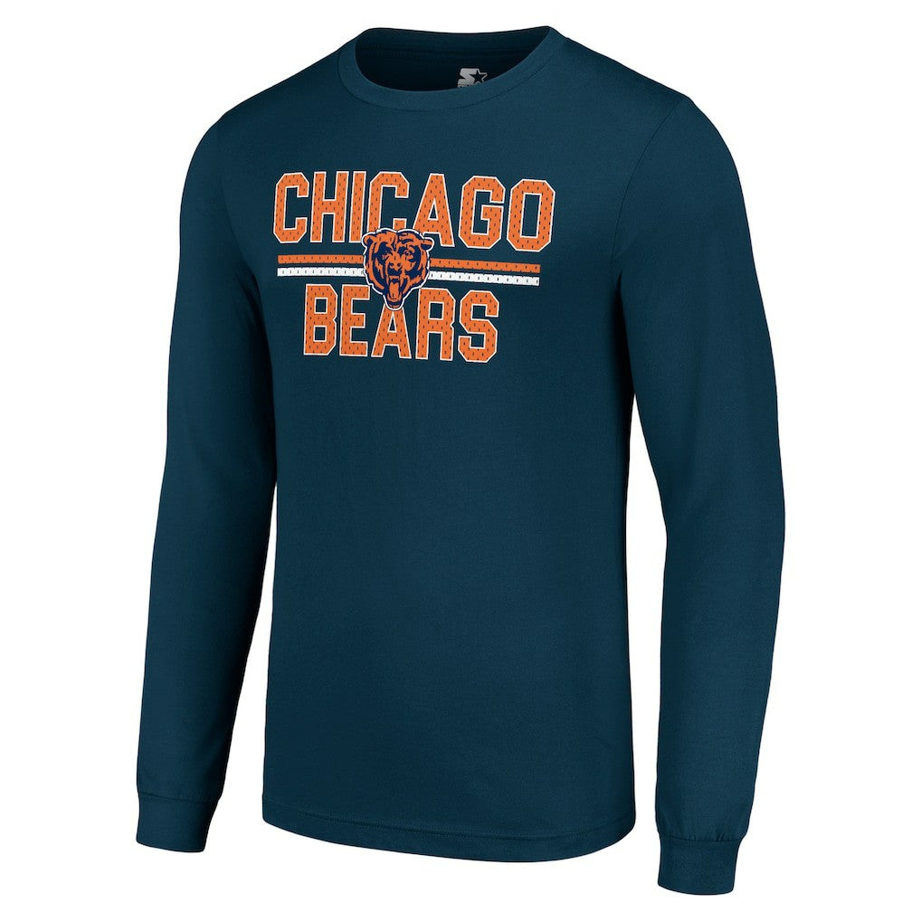 Chicago Bears Starter Team Mesh Print Graphic Long Sleeve T-Shirt Navy
