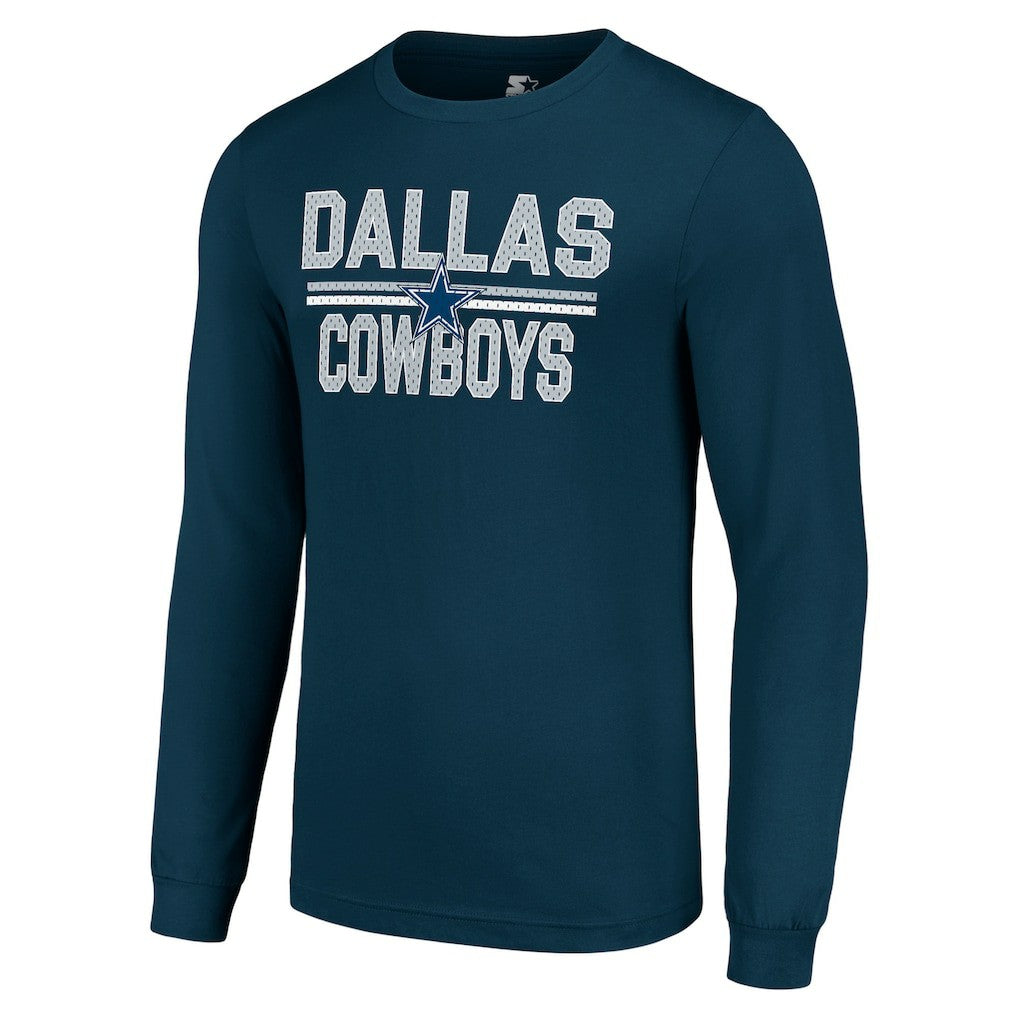 Dallas Cowboys Starter Team Mesh Print Graphic Long Sleeve T-Shirt Navy